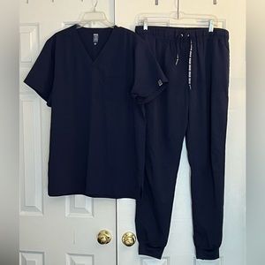 Men’s Med Couture Performance  Scrub Top & Jogger Pants, Navy Blue, Large, NWOT